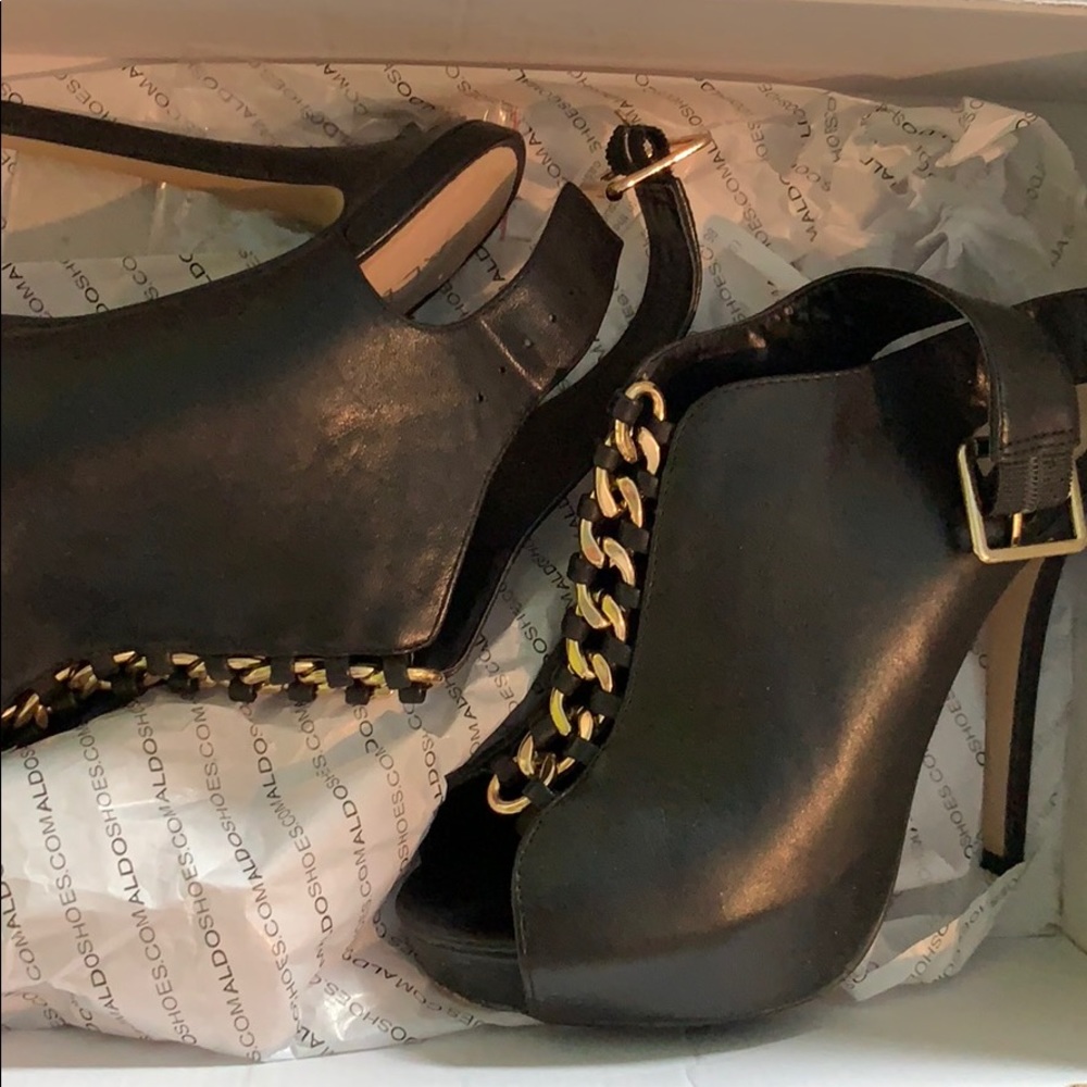 Open toed black heels from aldo